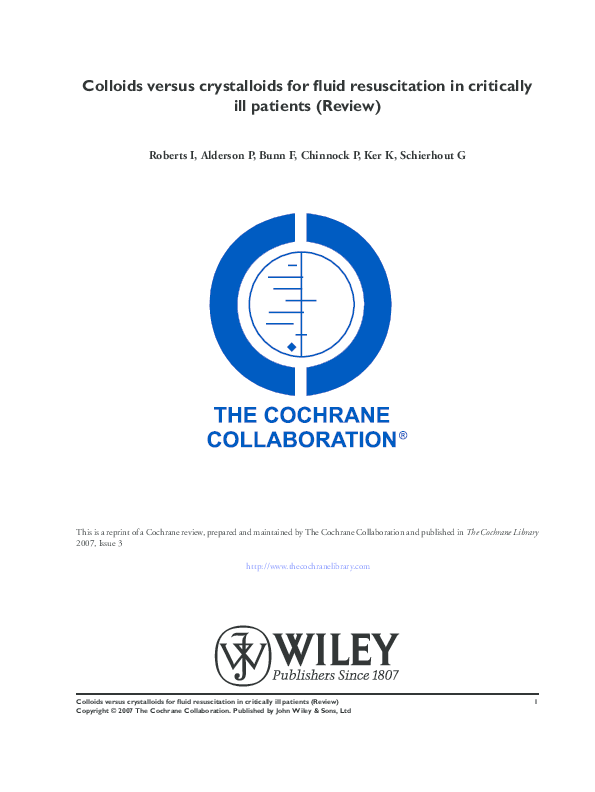 (PDF) Colloids versus crystalloids for fluid resuscitation in