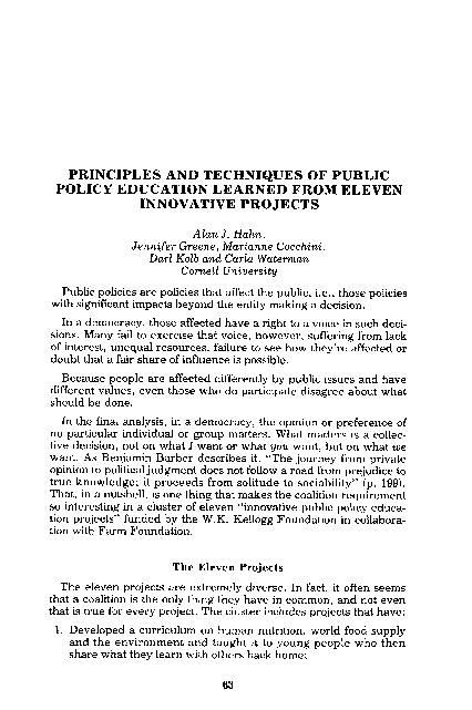 (PDF) Principles and Techniques of Public Policy Education Learned from ...