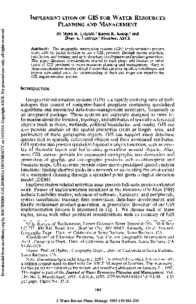 (PDF) Implementation of GIS for Water Resources Planning and Management