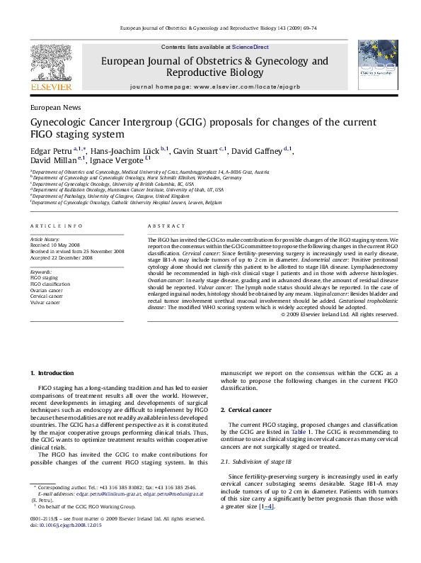 (PDF) Gynecologic Cancer Intergroup (GCIG) proposals for changes of the ...