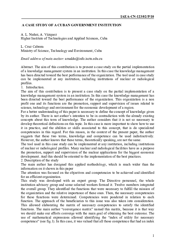 (PDF) A case study of a Cuban government institution