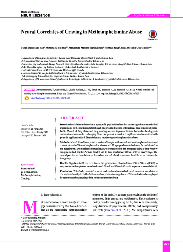 (PDF) Neural Correlates of Craving in Methamphetamine Abuse