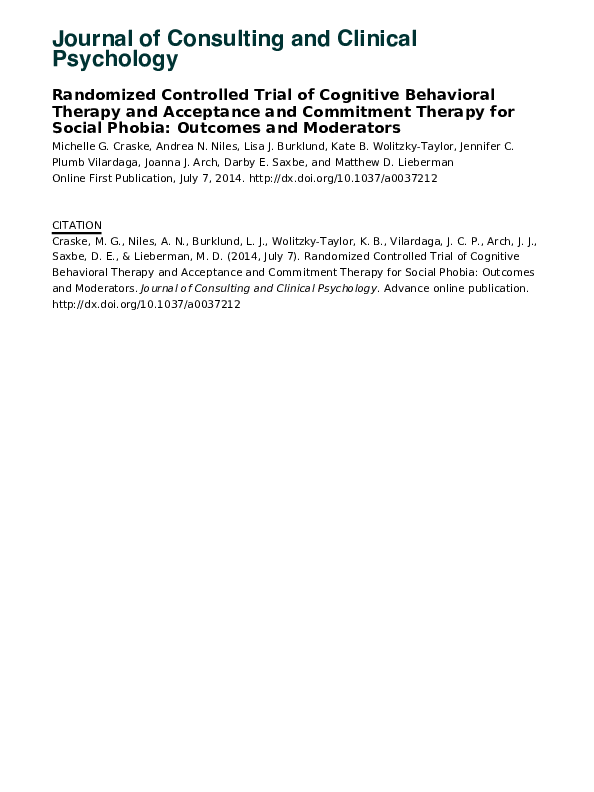 (PDF) Randomized controlled trial of cognitive behavioral therapy and ...