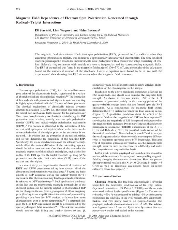 (PDF) Magnetic Field Dependence of Electron Spin Polarization Generated ...