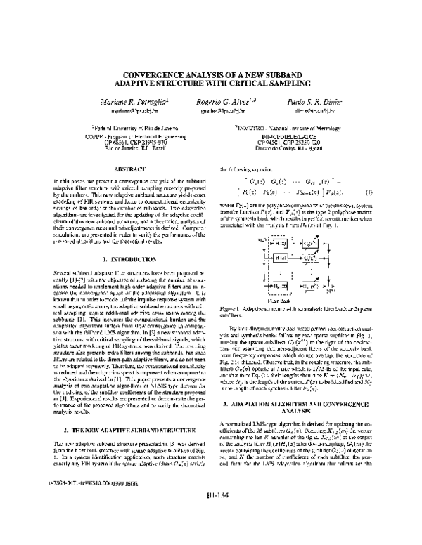 (PDF) Convergence analysis of a new subband adaptive structure with ...