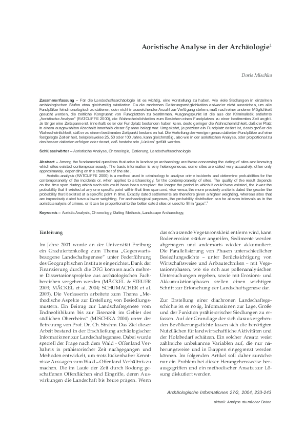 Verwandte Dating-Methode in der Archäologie
