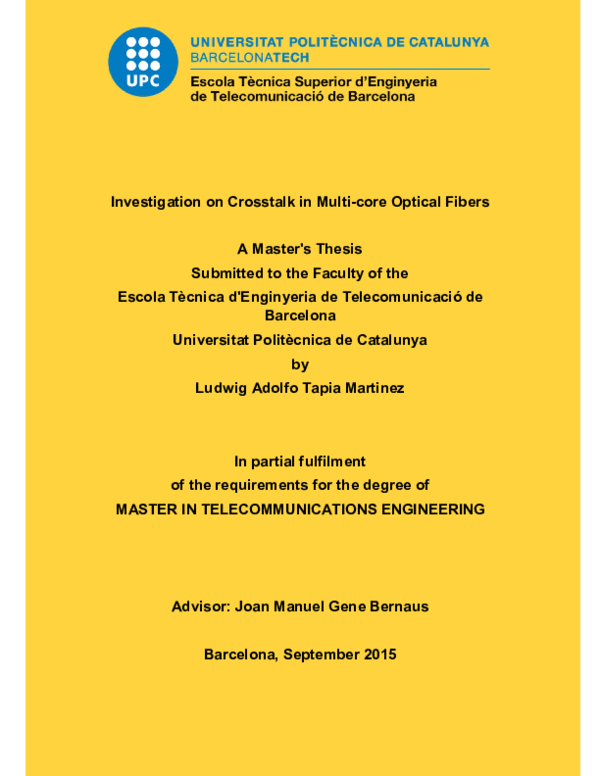(PDF) Investigation on Crosstalk in Multi-core Optical Fibers