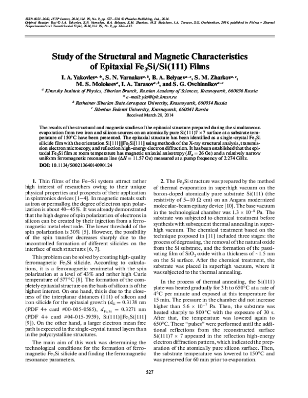 (PDF) Study of the structural and magnetic characteristics of epitaxial ...