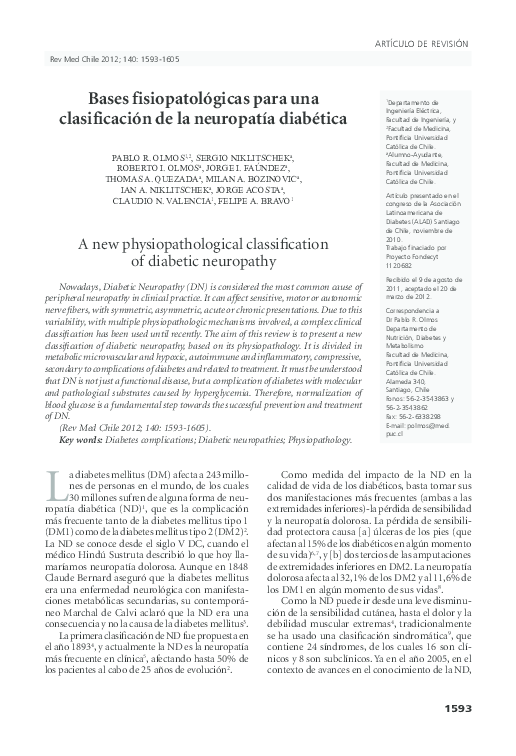 neuropatía periférica diabetes fisiopatología coagulación