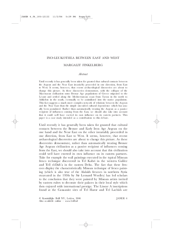 INO-LEUKOTHEA BETWEEN EAST AND WEST