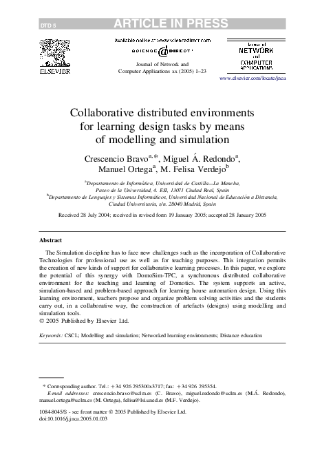 (PDF) Collaborative distributed environments for learning design tasks ...
