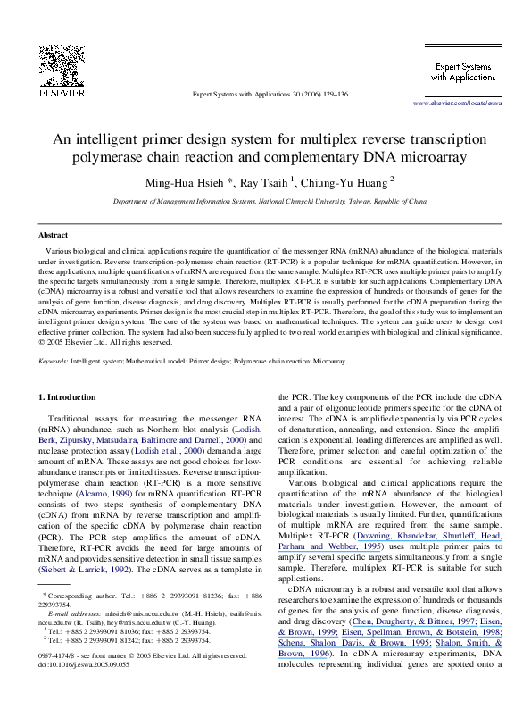 (PDF) An intelligent primer design system for multiplex reverse ...