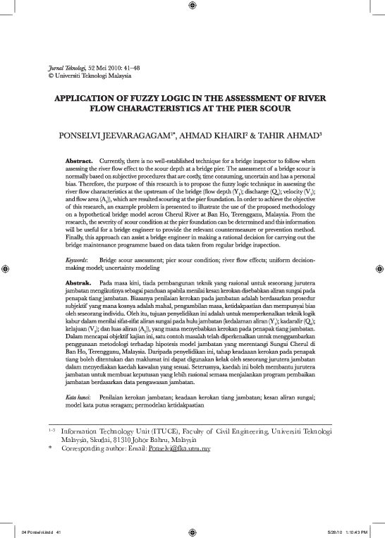 (PDF) Application Of Fuzzy Logic In The Assessment Of River Flow ...