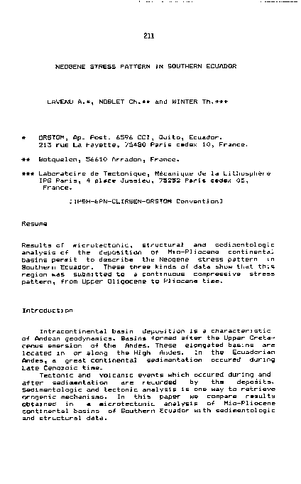 (PDF) Neogene stress pattern in southern Ecuador | Thierry Winter and ...