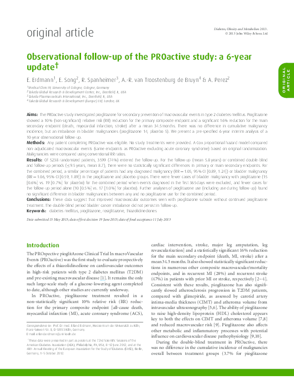 (PDF) Observational follow-up of the PROactive study: a 6-year update ...