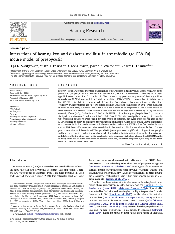 (PDF) Interactions of hearing loss and diabetes mellitus in the middle ...