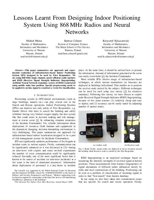 (PDF) Lessons Learnt From Designing Indoor Positioning System Using ...