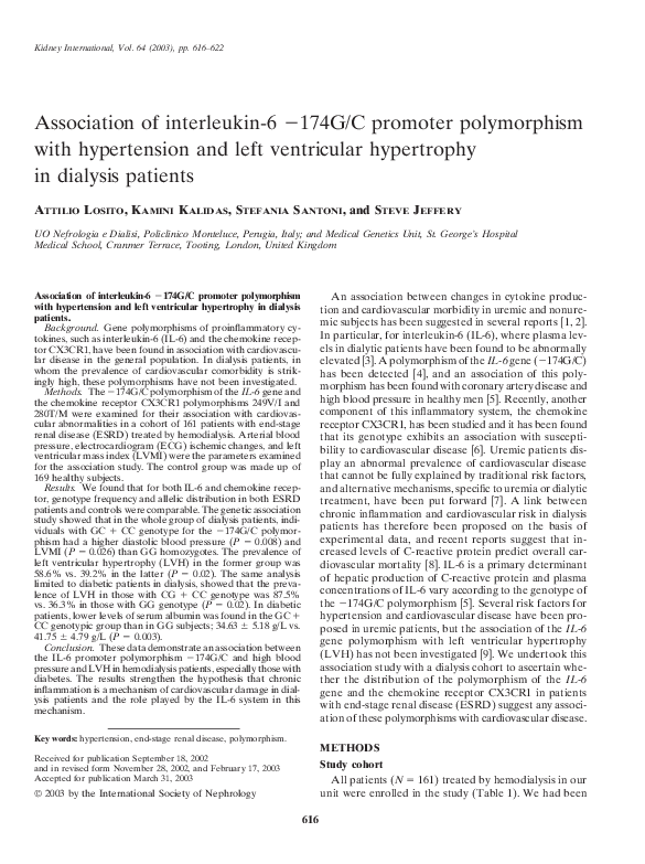 (PDF) Association of interleukin-6 (− 174G>C) promoter polymorphism ...