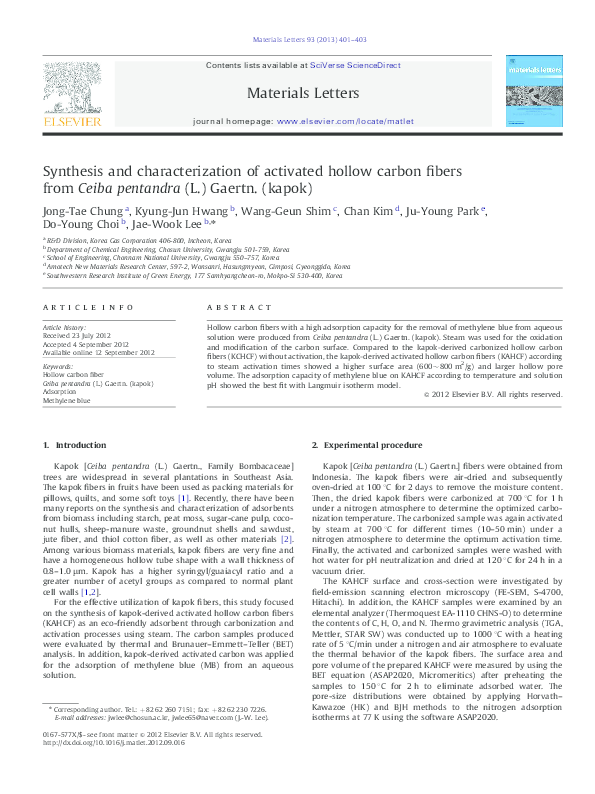 (PDF) Synthesis and characterization of activated hollow carbon fibers ...