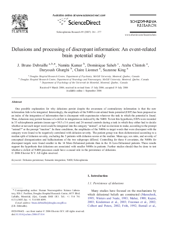 (PDF) Delusions and processing of discrepant information: An event ...