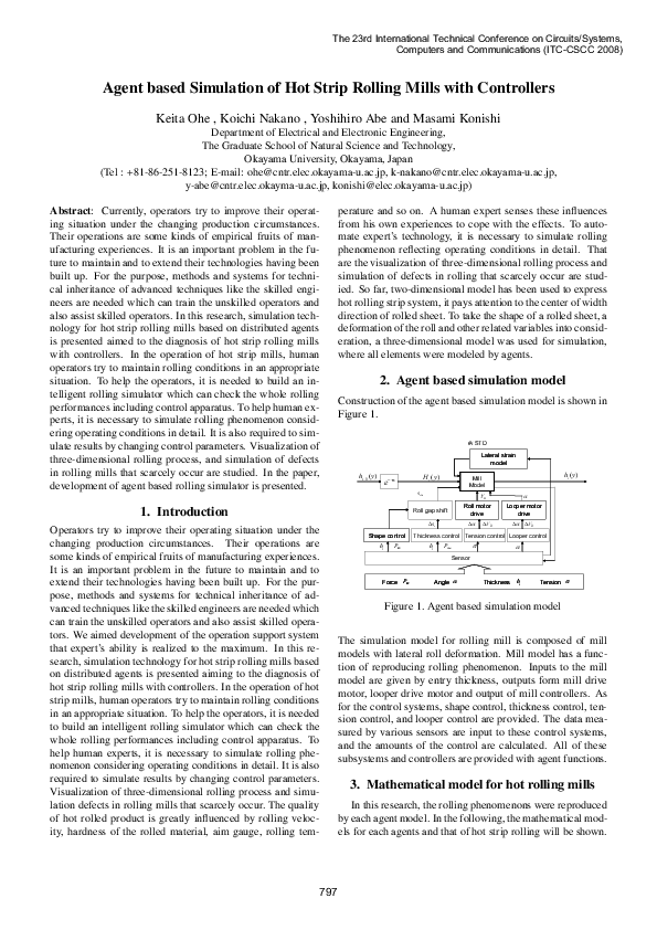 (PDF) Agent based Simulation of Hot Strip Rolling Mills with Controllers