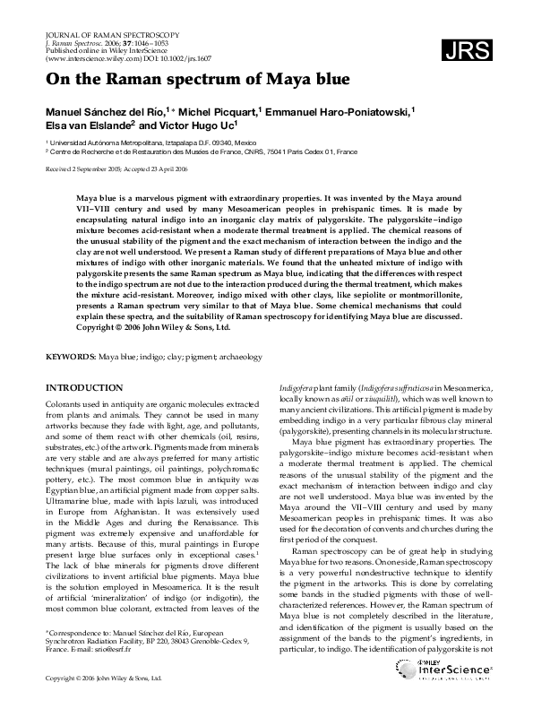 (PDF) On the Raman spectrum of Maya blue