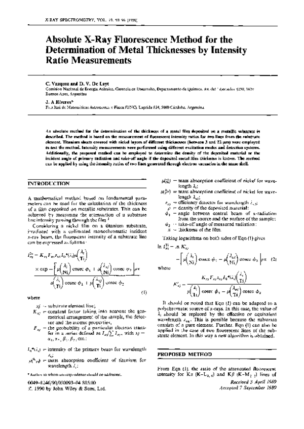 (PDF) Absolute xray fluorescence method for the determination of metal