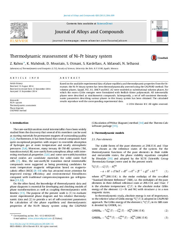 (PDF) Thermodynamic reassessment of Ni-Pr binary system