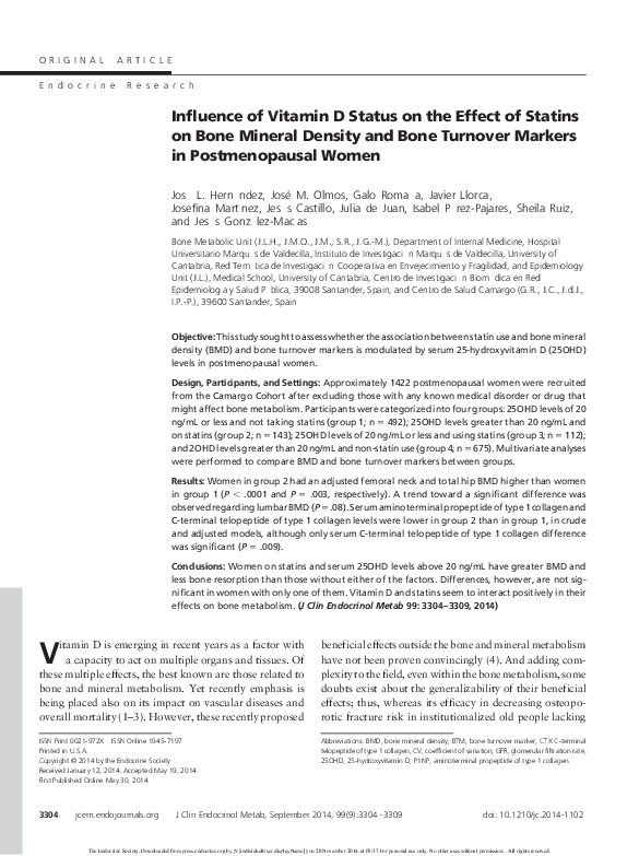 (PDF) Influence of vitamin D status on the effect of statins on bone ...