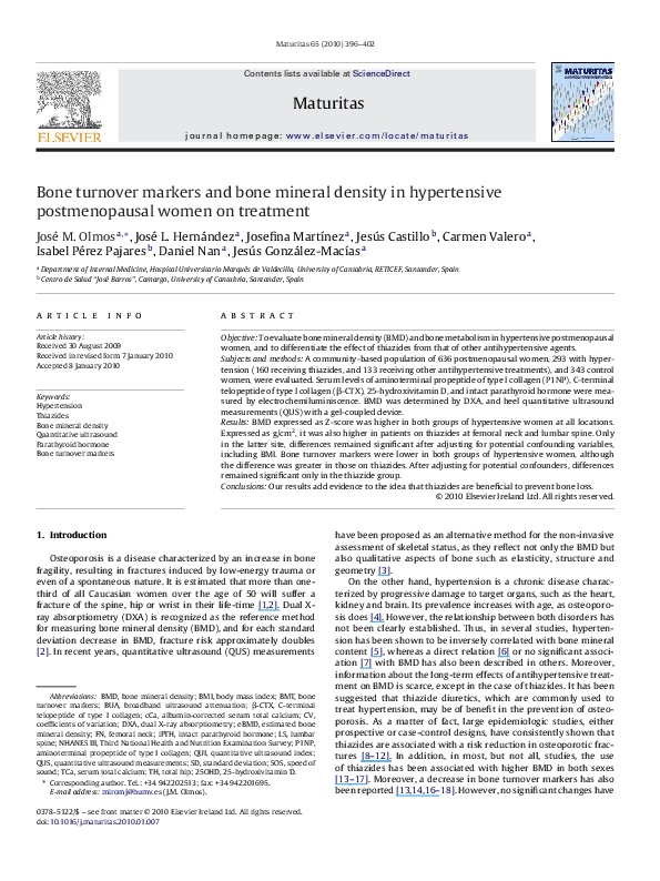 (PDF) Bone turnover markers and bone mineral density in hypertensive ...