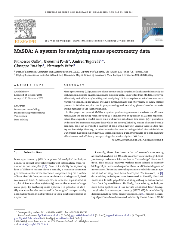 (PDF) MaSDA: A system for analyzing mass spectrometry data