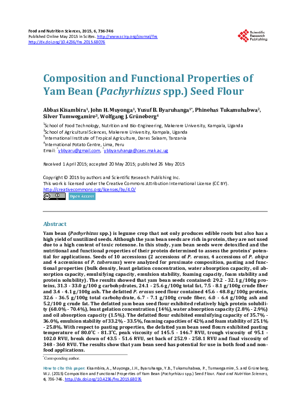 (PDF) Composition and Functional Properties of Yam Bean ( Pachyrhizus ...