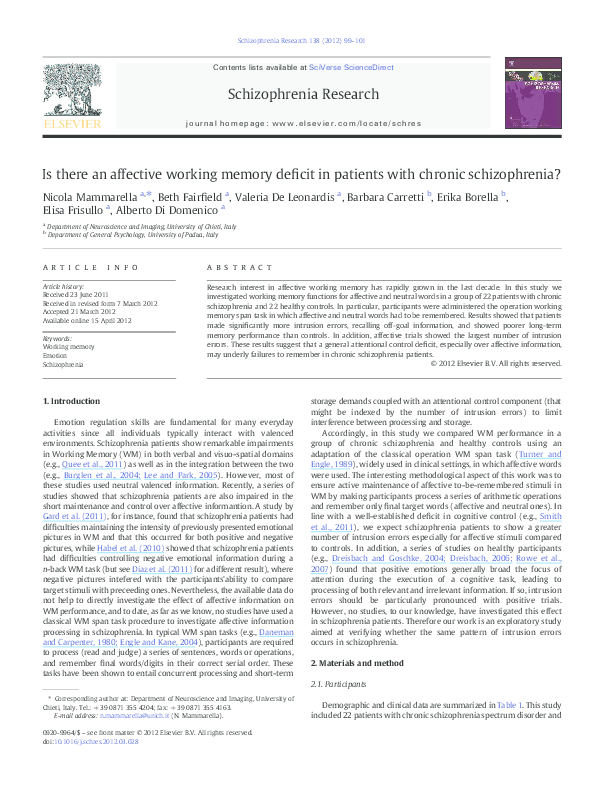(PDF) Is there an affective working memory deficit in patients with ...