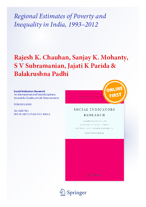 (PDF) Regional Estimates of Poverty and Inequality in India, 1993–2012