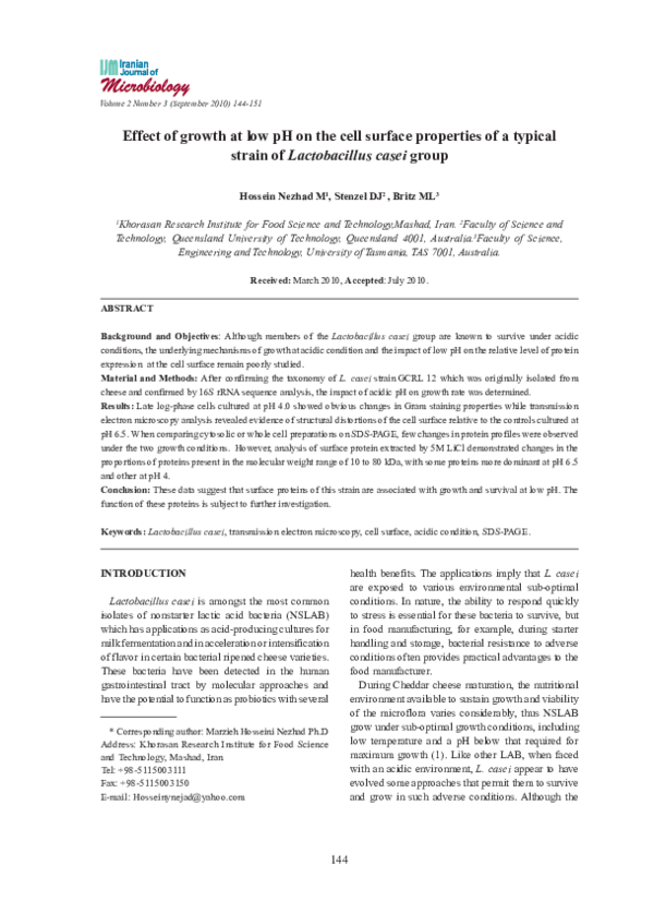 (PDF) Phenomic and proteomic characterization of Lactobacillus casei in ...