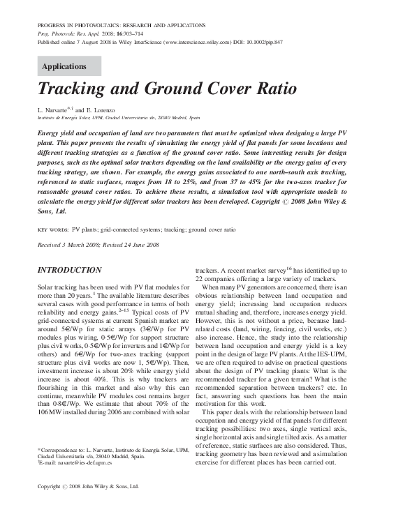 (PDF) Tracking and ground cover ratio L. Narvarte Academia.edu