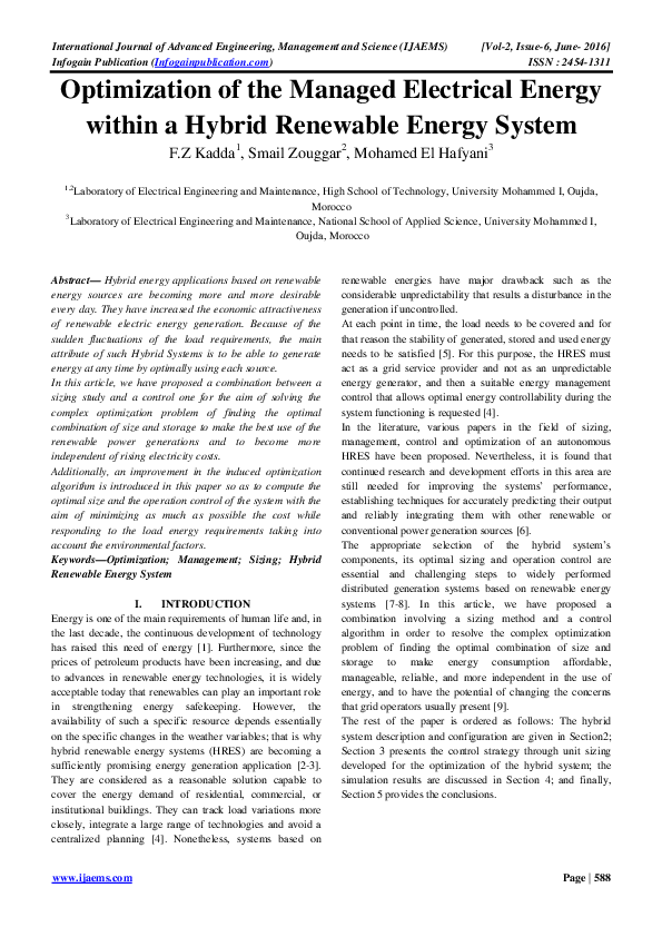 (PDF) Optimization of the Managed Electrical Energy within a Hybrid ...