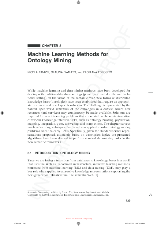 (PDF) Machine Learning Methods for Ontology Mining