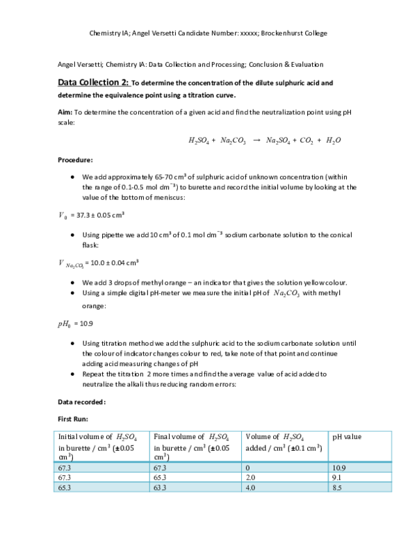 (PDF) Determining the Concentration of the Dilute Sulphuric Acid and
