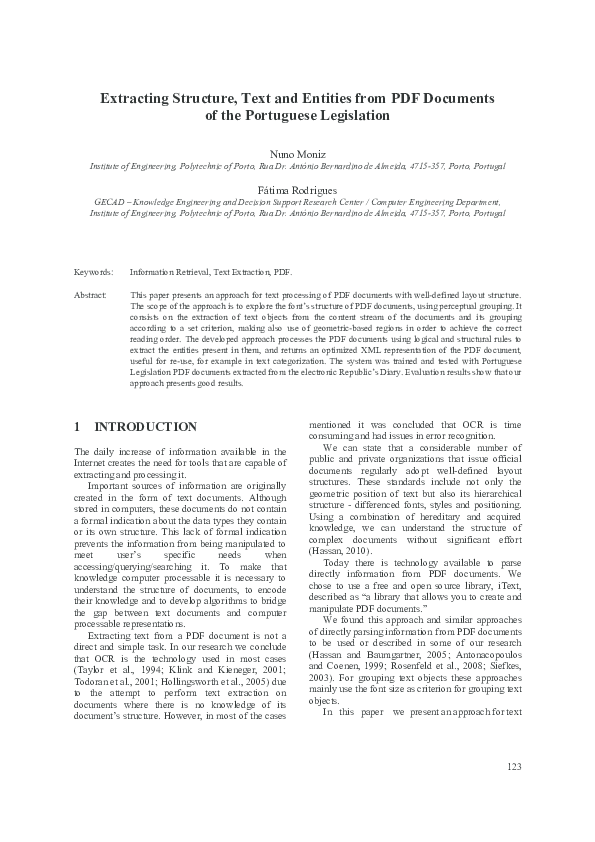 (PDF) Extracting Structure, Text and Entities from PDF Documents of the ...