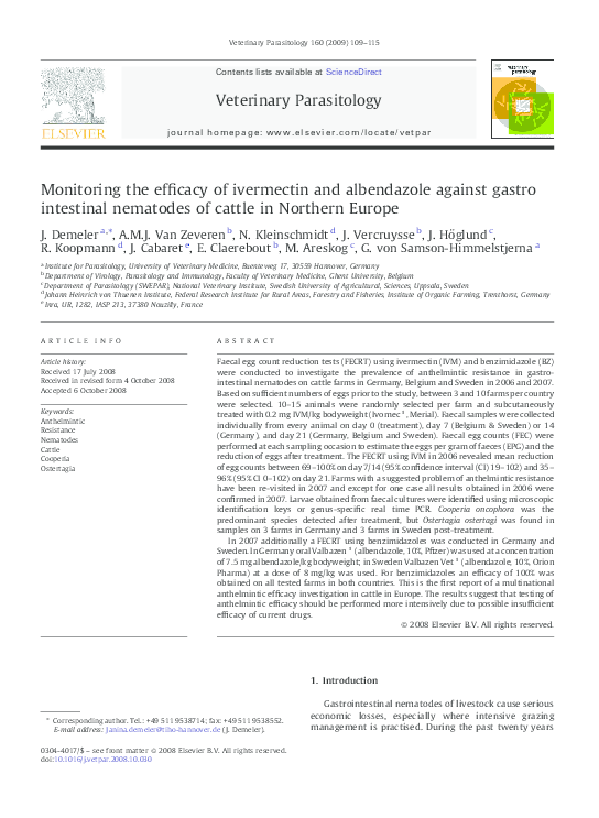 (PDF) Monitoring the efficacy of ivermectin and albendazole against ...