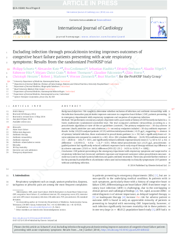 (PDF) Excluding infection through procalcitonin testing improves ...