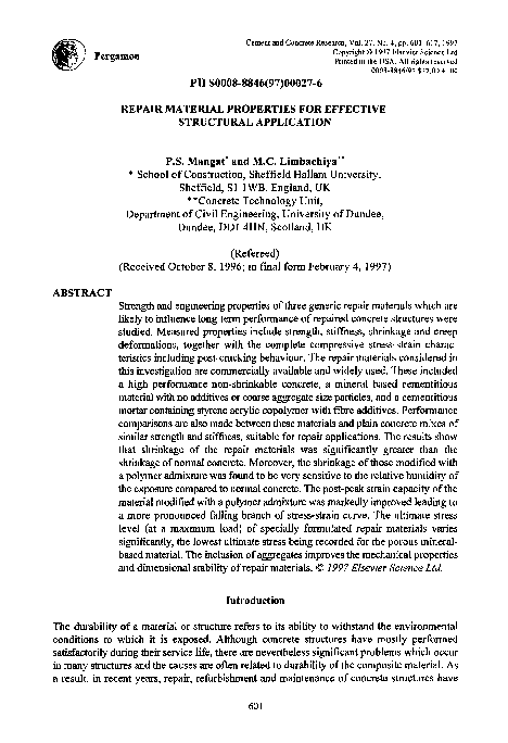 (PDF) Repair material properties for effective structural application