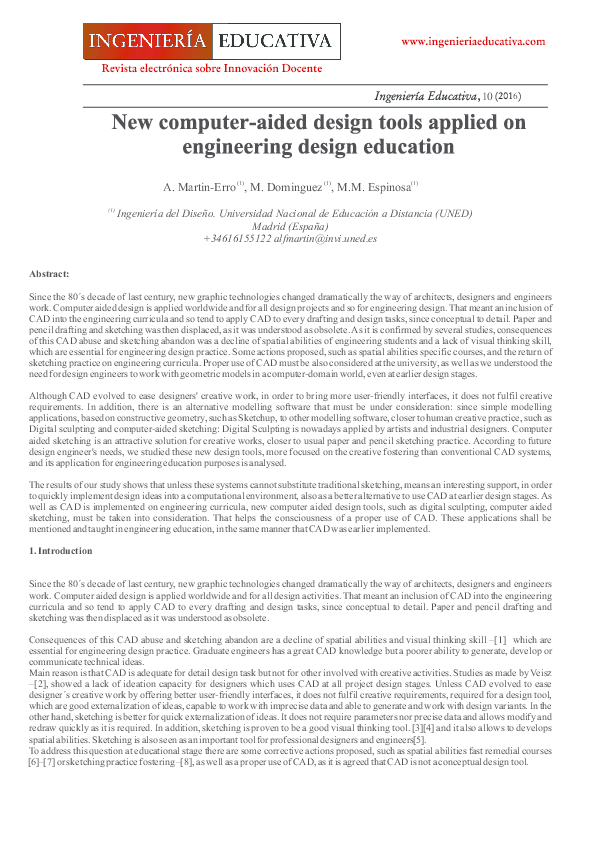 (PDF) new computer aided tools applied on engineering design education