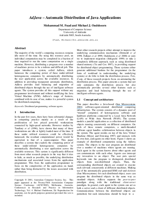 (PDF) AdJava: automatic distribution of Java applications