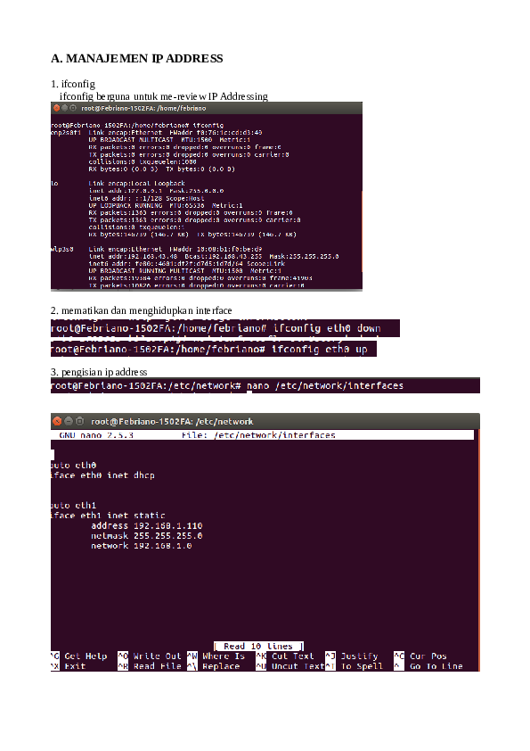 A. MANAJEMEN IP ADDRESS