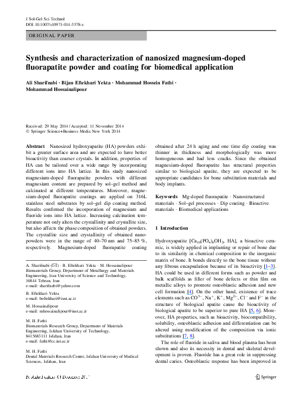 (PDF) Synthesis and characterization of nanosized magnesium-doped ...