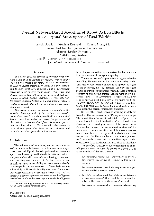 (PDF) Neural network-based modeling of robot action effects in ...