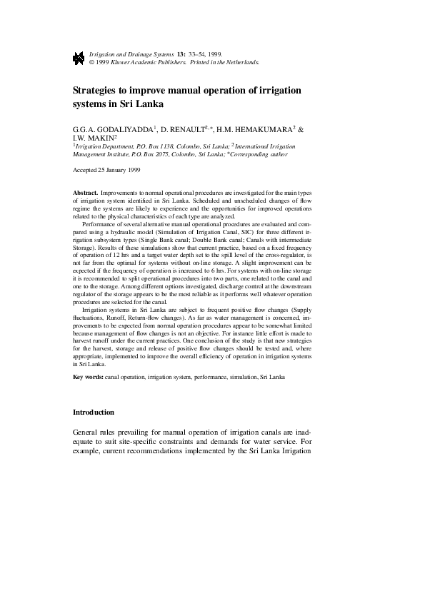 (PDF) Strategies to improve manual operation of irrigation systems in