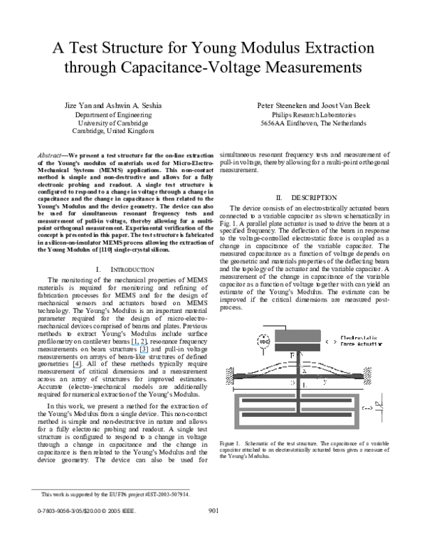 (PDF) A Test Structure for Young Modulus Extraction Through Capacitance ...